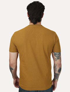 Camiseta King & Joe Masculina Mini Quadrille Slim Mostarda Ocre