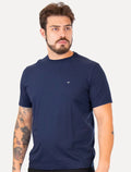 Camiseta Calvin Klein Masculina Meia Malha Basica Upper CK Azul Marinho