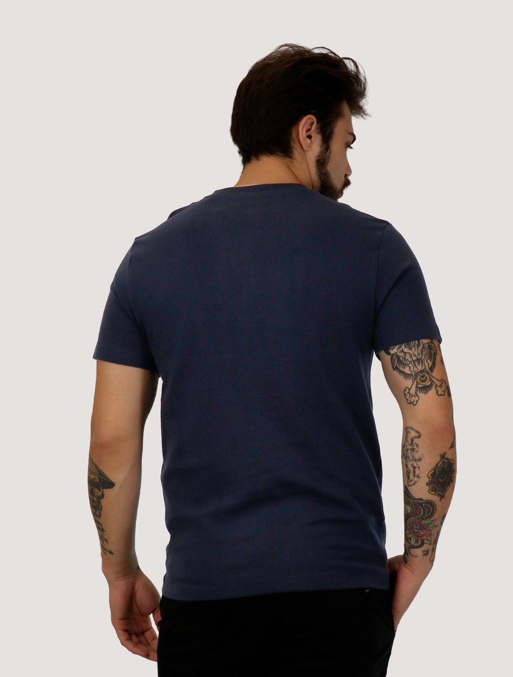 Camiseta Aramis Masculina Regular Suedine Canelado Azul Marinho