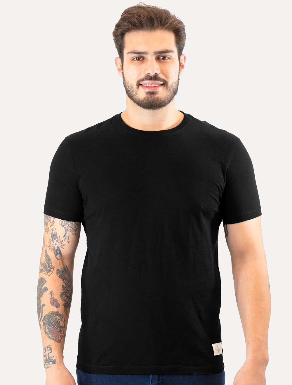 Camiseta Calvin Klein Jeans Masculina Flamê Etiqueta Preta