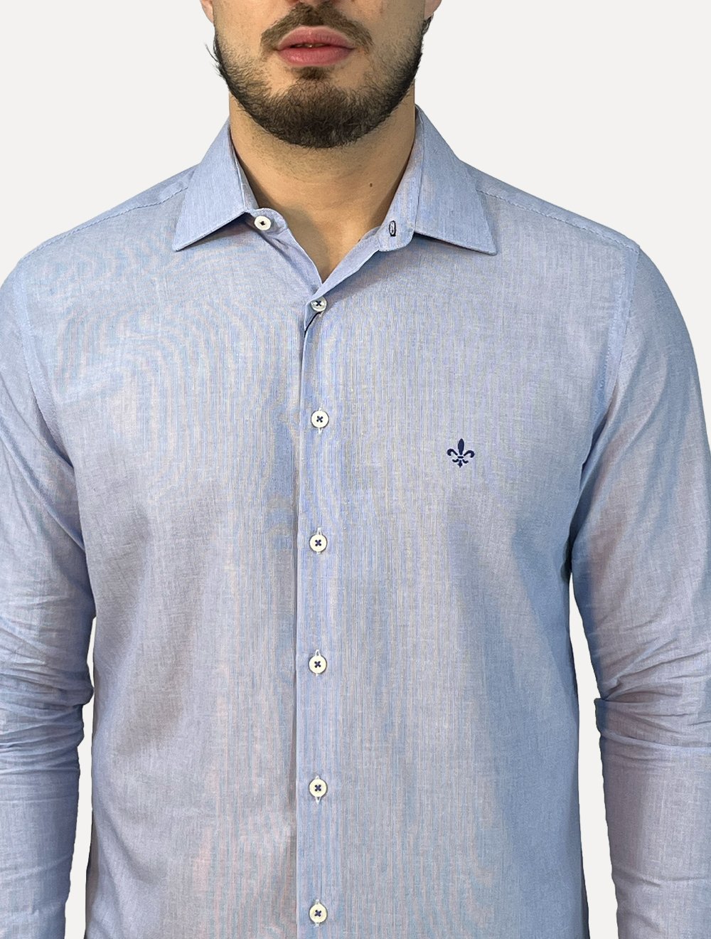 Camisa Dudalina Masculina Slim Fit Superfine Tricoline Cotton Azul Médio