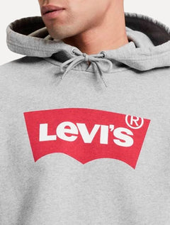 Moletom Levis Canguru Batwing Com Capuz Cinza Mescla