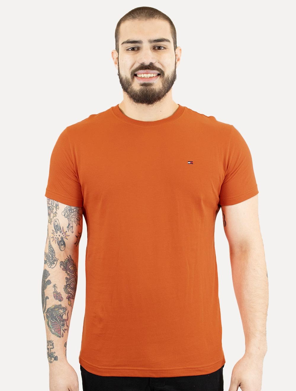 Camiseta Tommy Hilfiger Masculina Essential Cotton Laranja Escuro