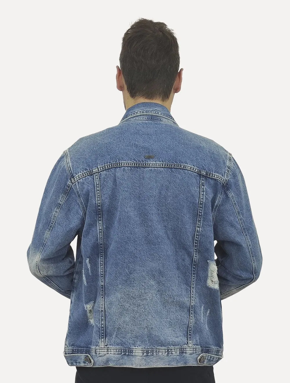 Jaqueta Nautica Masculina Jeans Destroyed Azul Médio