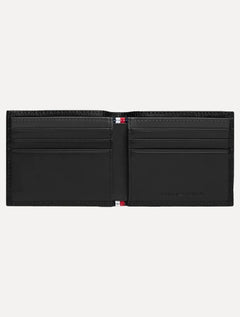 Carteira Tommy Hilfiger Masculina Couro Mini Flag Textura Vertical Preta