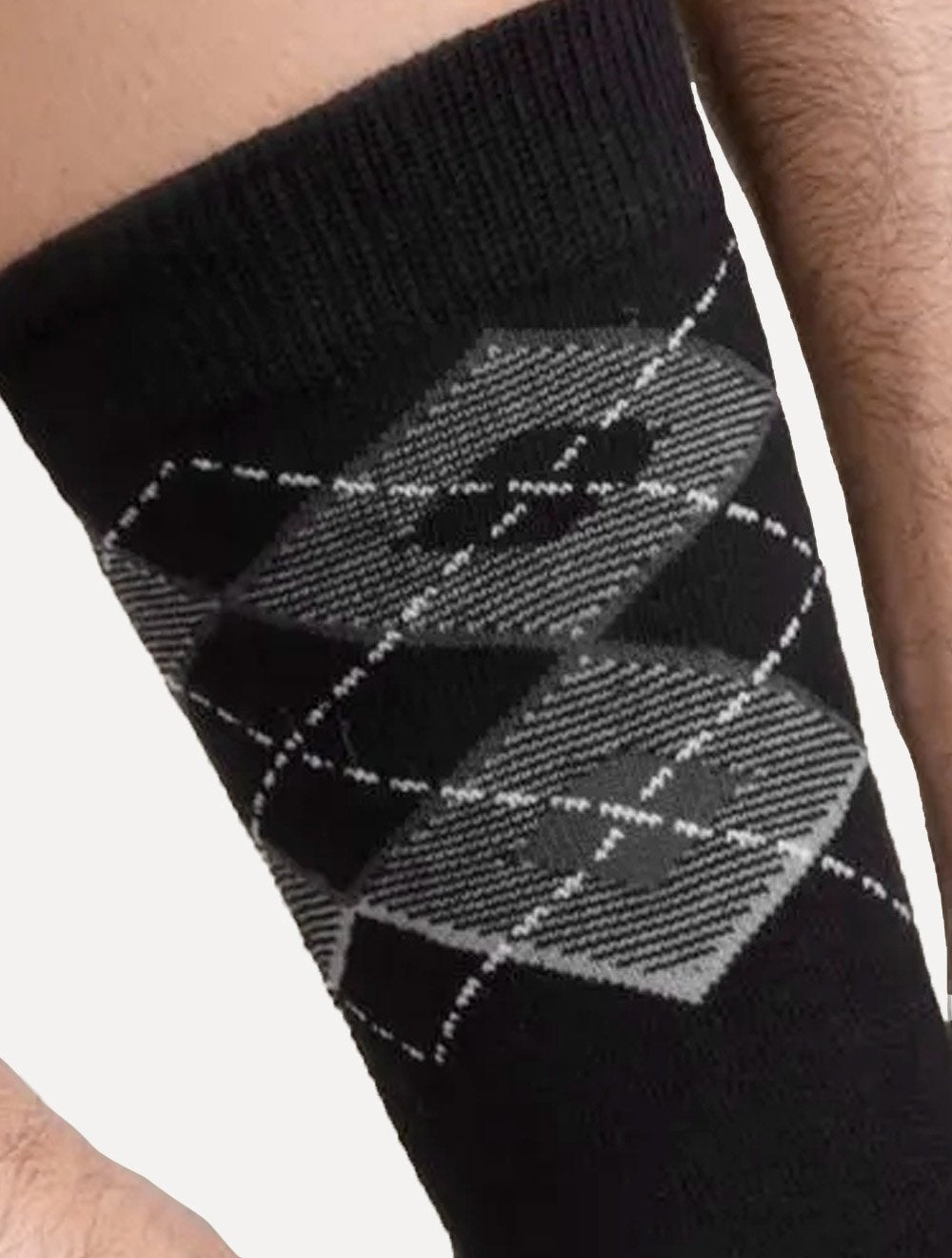 Meia Reserva Masculina Cano Alto Xadrez Preta