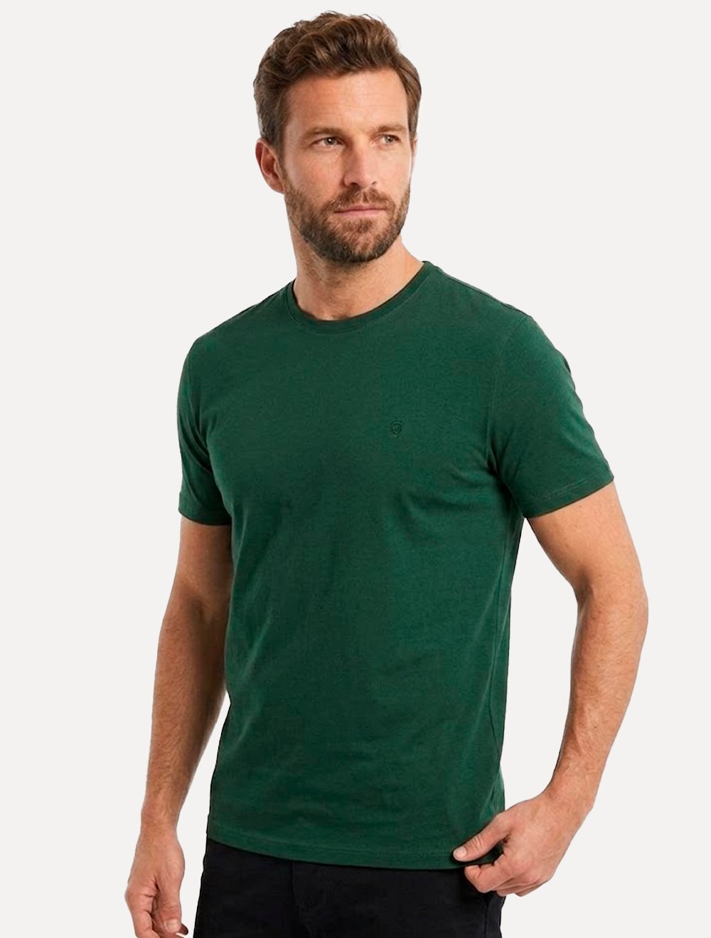 Camiseta Individual Masculina Comfort Pima Soft Touch Logo Verde