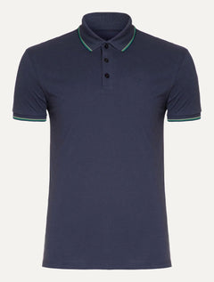 Polo Ellus Masculina Piquet Classic Easa Friso Azul Marinho