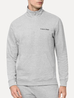 Moletom Calvin Klein Loungewear Masculino Half Zip Modern Logo Cinza Mescla