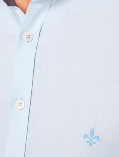 Camisa Dudalina Masculina Slim Fit Superfine Cotton Light Lisa Azul Claro