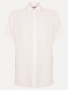 Camisa Dudalina Masculina Manga Curta Slim Fit Slub Cotton Flame Branca