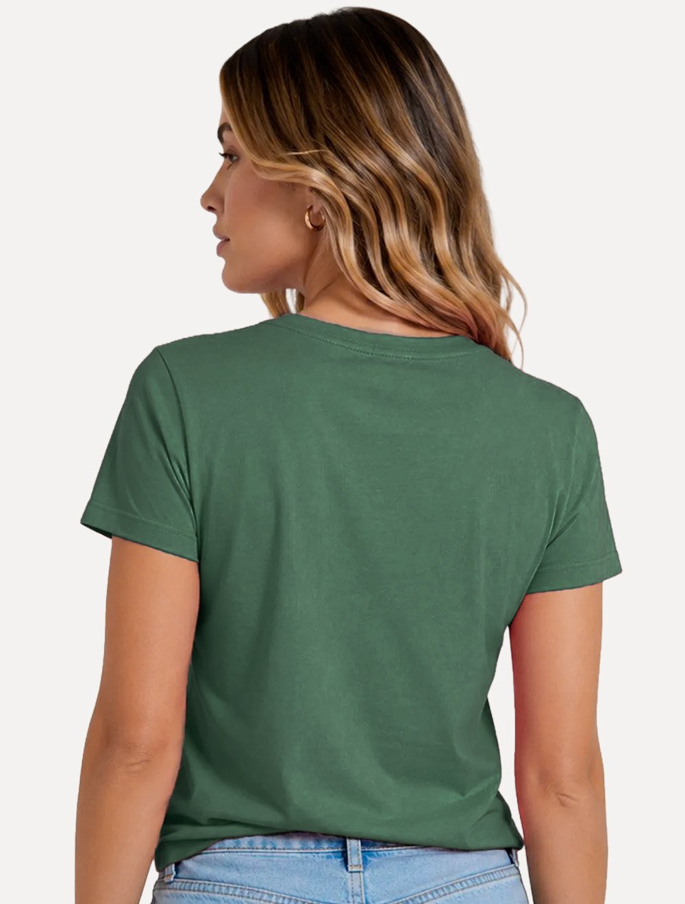 Camiseta Guess Feminina Bust Embroidery Logo Verde Escuro