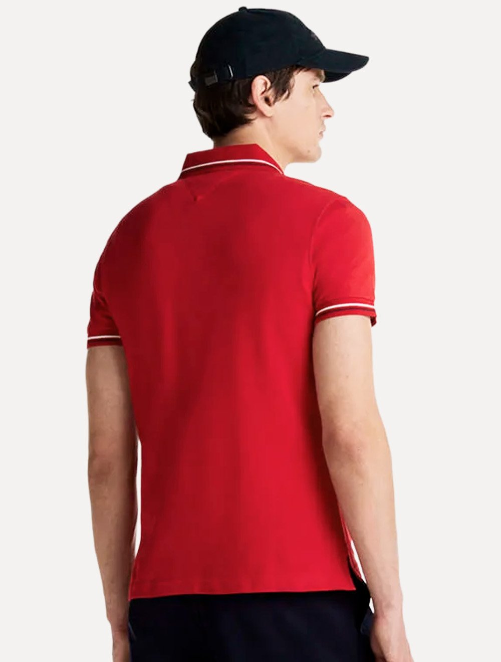 Polo Tommy Hilfiger Masculina Slim Malha Liquid Cotton Tipped Seasonal Vermelha