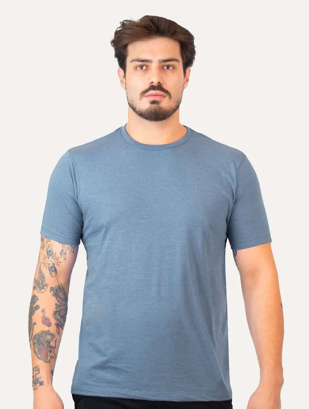 Camiseta Aramis Masculina Basic Lisa Mono Icon Azul Índigo Mescla