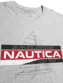 Camiseta Nautica Masculina Line Sketch Sailing Cinza Mescla