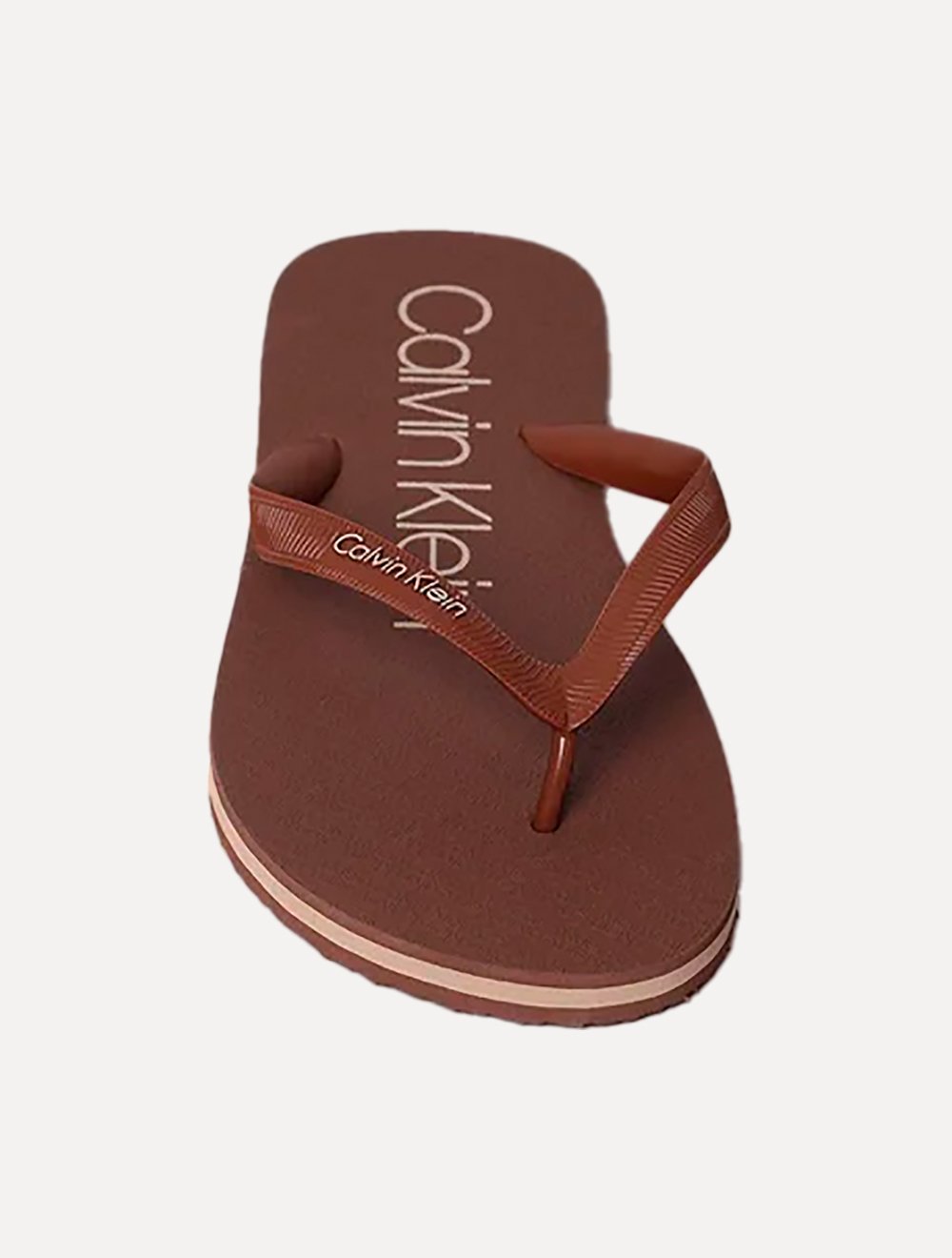 Chinelo Calvin Klein Swimwear Silk Basic Logo Marrom