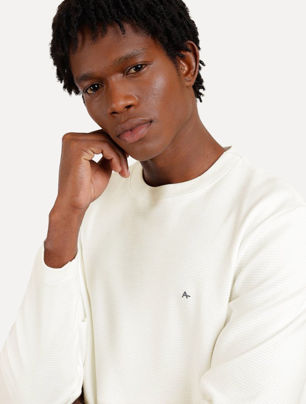 Blusa Aramis Masculina Regular Suedine Canelado Off-White