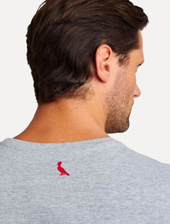 Camiseta Reserva Masculina Regular Paris Neck Logo Cinza Mescla
