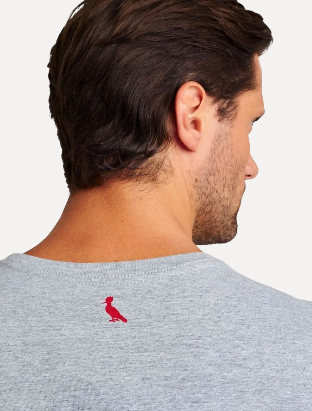 Camiseta Reserva Masculina Regular Paris Neck Logo Cinza Mescla