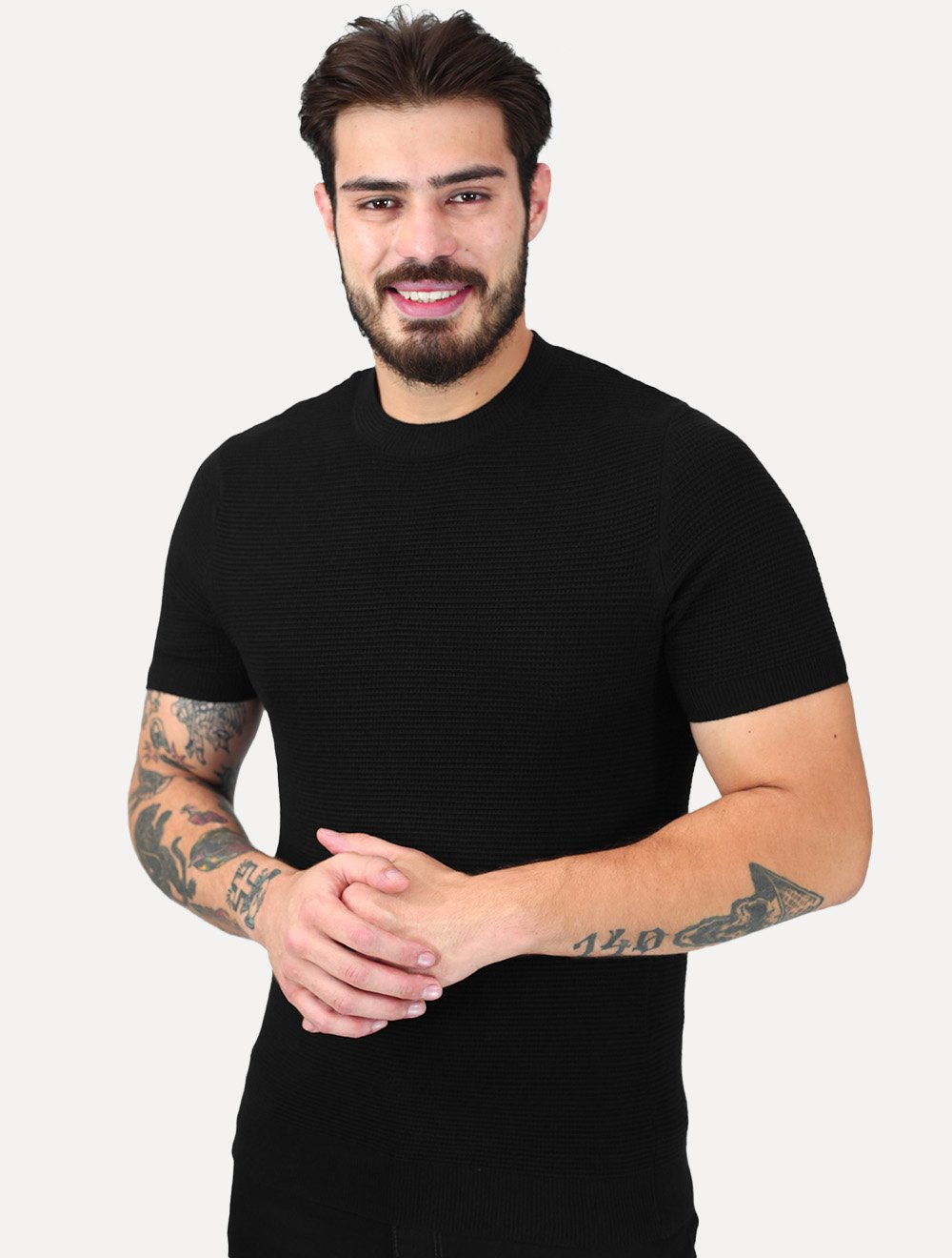 Tricô Dixen Manga Curta Gola Careca Preto