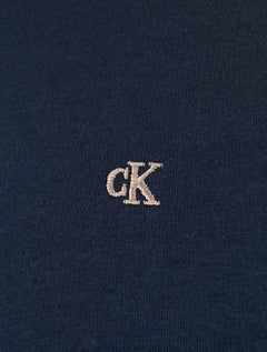 Camiseta Calvin Klein Jeans Masculina CK Bordado Peito Azul Marinho