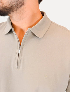 Polo Aramis Masculina Piquet Ziper All Straw Palha