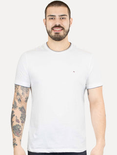 Camiseta Aramis Masculina Navy Friso Gola Branca