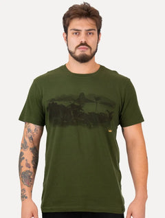 Camiseta Osklen Masculina Slim Vintage Rio Photo Verde Escuro
