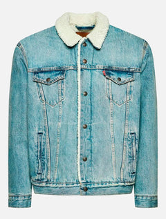 Jaqueta Jeans Levis Masculina Sherpa Trucker Azul Claro