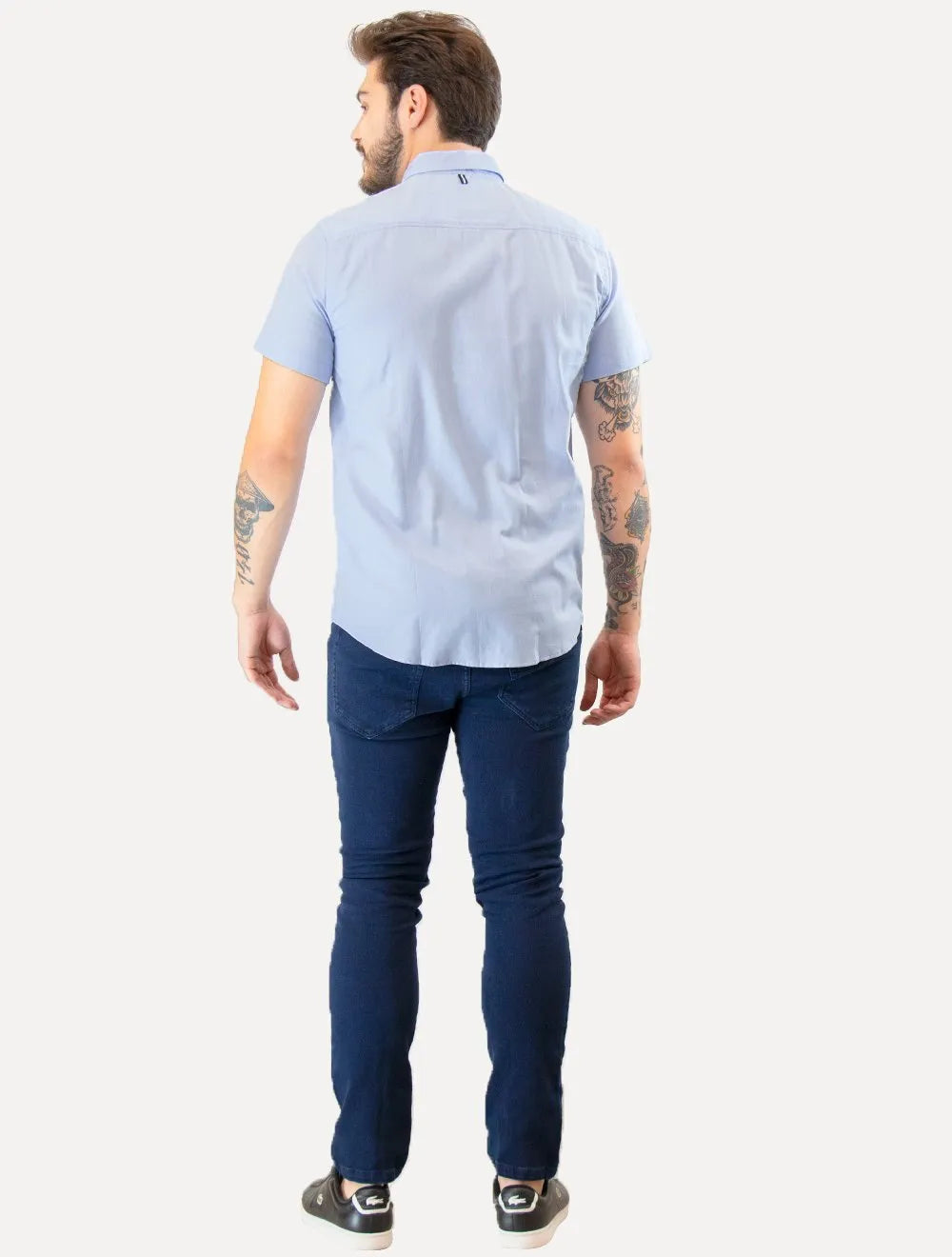 Camisa Original Penguin Masculina Manga Curta Regular Oxford Azul Claro Mescla