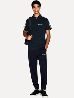 Polo Armani Exchange Masculina Regular Fit Logo Signature Azul Marinho