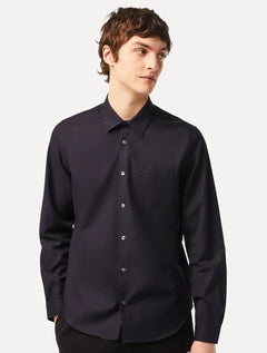 Camisa Lacoste Masculina Regular Poplin Cotton Pocket Mono Azul Marinho
