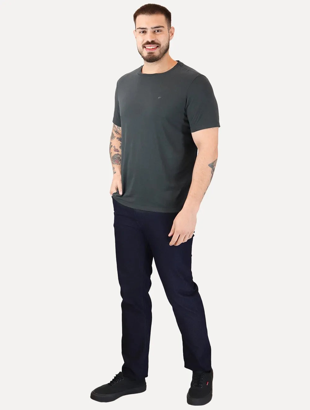 Camiseta Ellus Masculina Cotton Easa Classic Chumbo Mescla