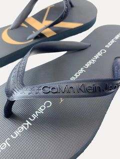 Chinelo Calvin Klein Jeans Logo Flow Azul Marinho