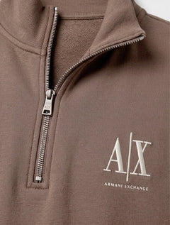 Casaco Moletom Armani Exchange Masculina Embroidery AX Logo Marrom Médio