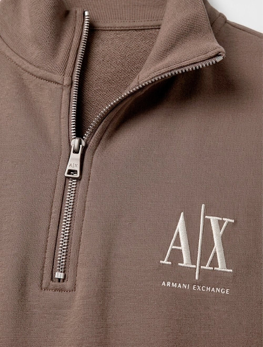 Casaco Moletom Armani Exchange Masculina Embroidery AX Logo Marrom Médio