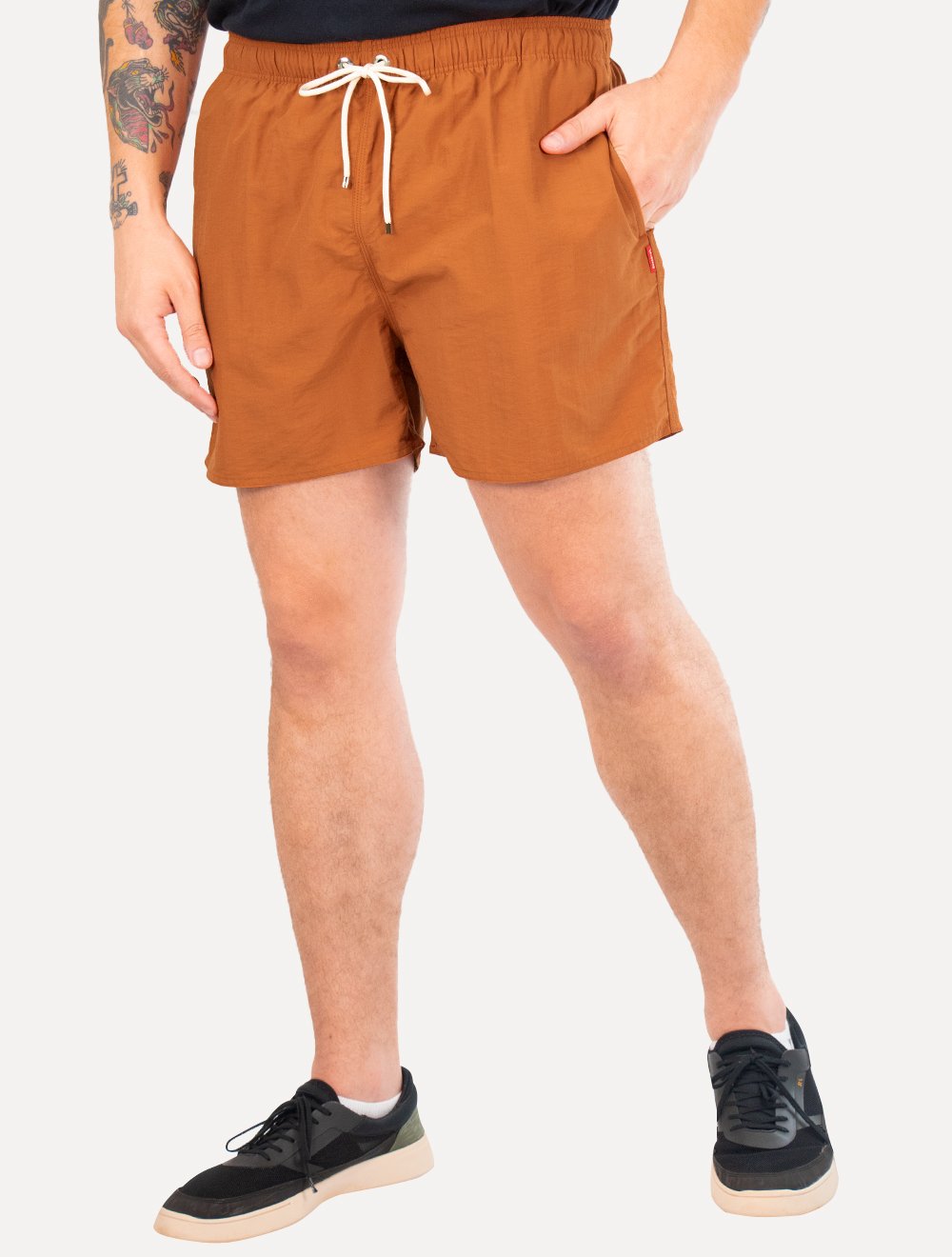Short Reserva D'Água Beachwear Liso Premium Marrom Claro