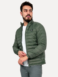 Jaqueta King & Joe Masculina Nylon Puffer Gola Verde Militar
