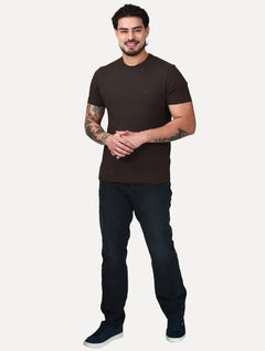 Camiseta Aramis Masculina Basic Lisa Mono Icon Marrom Café Escuro