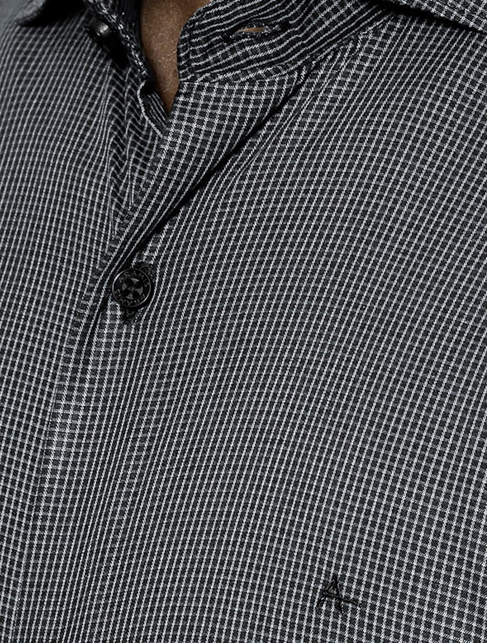 Camisa Aramis Masculina Manga Longa Mini Xadrez Marinho/Branco