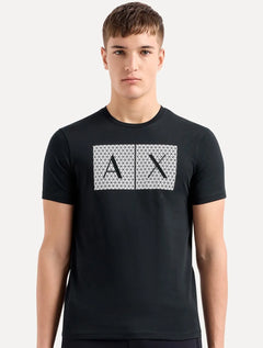 Camiseta Armani Exchange Masculina Slim Fit com Logo Gráfico Azul Marinho