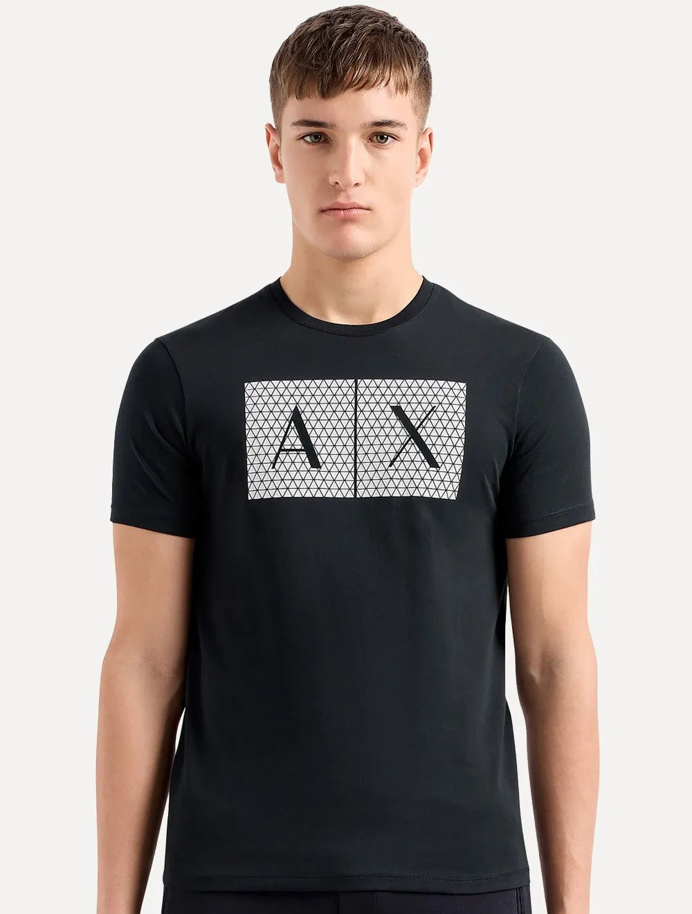 Camiseta Armani Exchange Masculina Slim Fit com Logo Gráfico Azul Marinho 