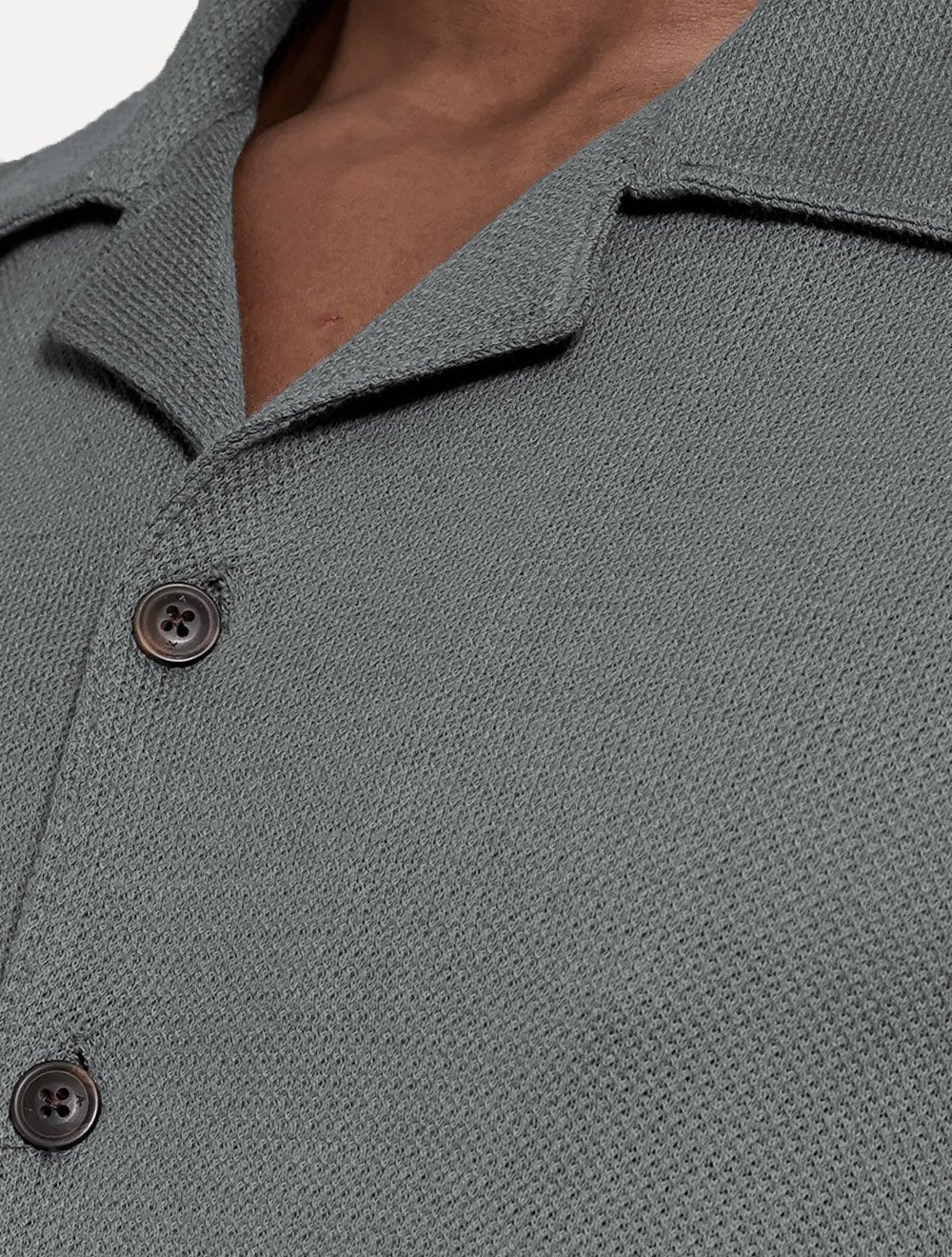 Camisa Aramis Masculina Manga Curta Piquet Bowling Tricot Cinza