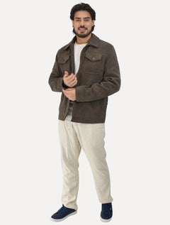 Jaqueta Dixen Masculina Cotelê Canelada Pockets FullZip Marrom