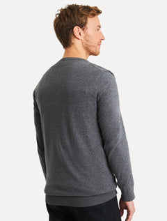 Suéter Reserva Masculino Tricot Basico Gola-V Cinza Mescla Escuro