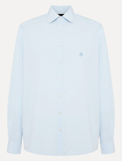 Camisa Dudalina Masculina Comfort Superfine Cotton Mono Logo Azul Claro