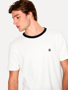Camiseta John John Masculina Slim Fit Suedine Contrast Off-White