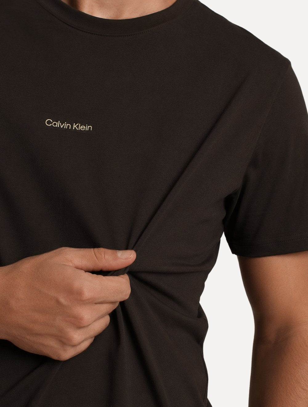 Camiseta Calvin Klein Masculina Institutional Logo Marrom Escuro