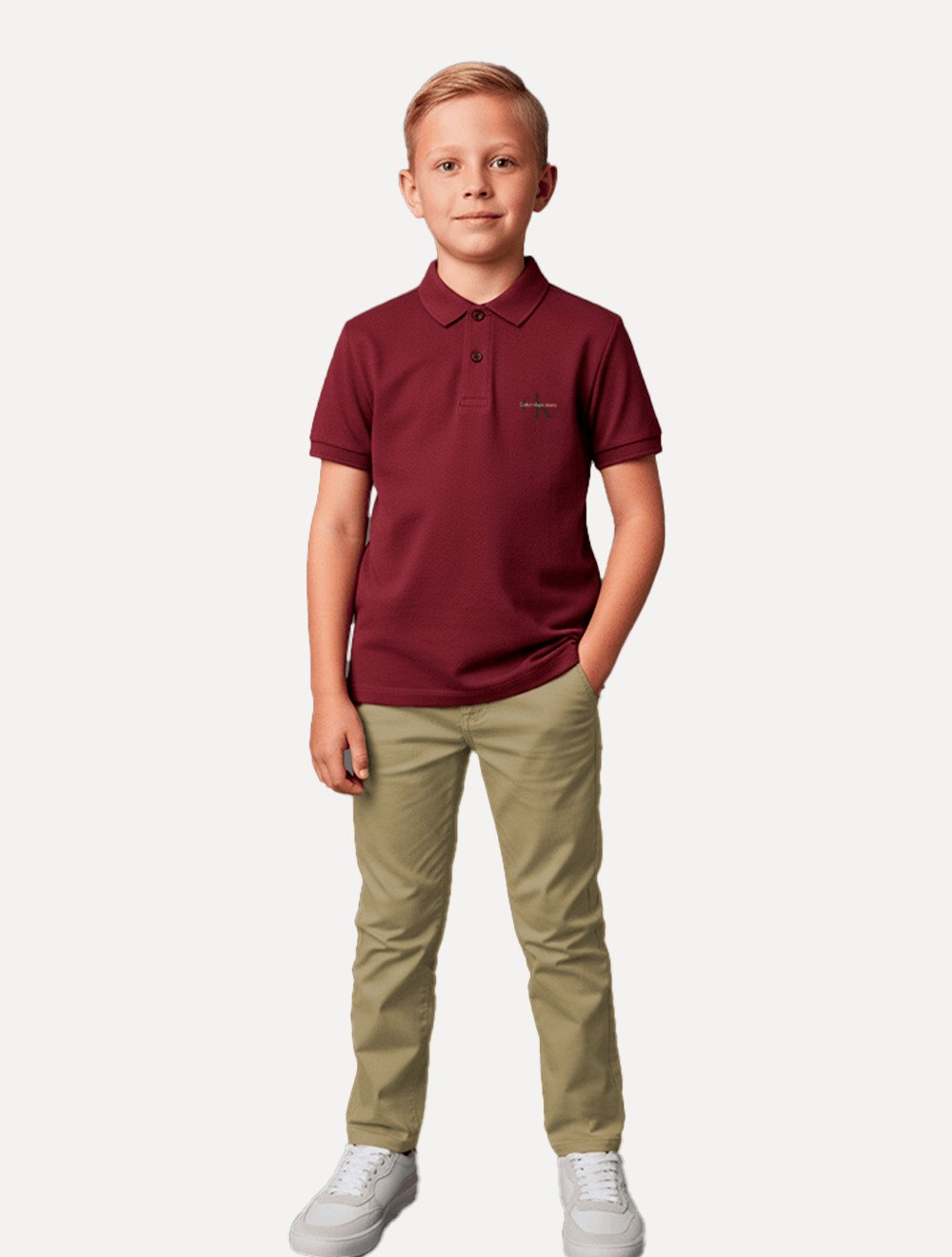 Calça Calvin Klein Jeans Infantil Color Skinny Chino Caqui