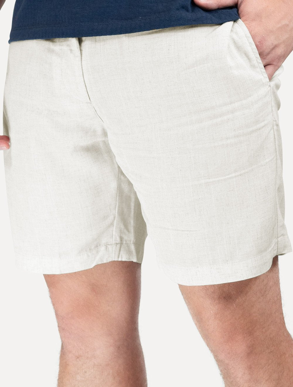 Bermuda Calvin Klein Masculina Linho Flamê Off-White
